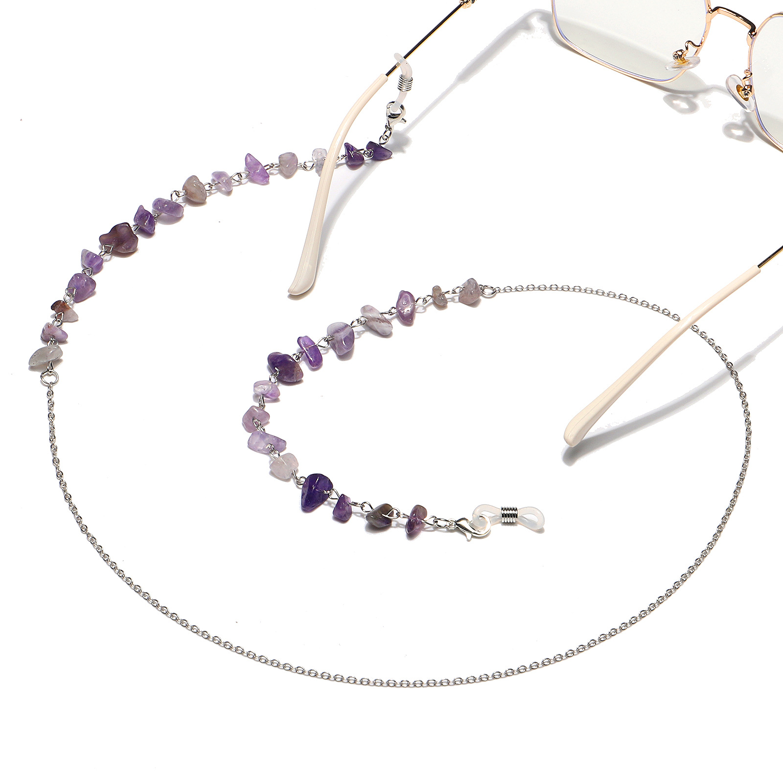 25g Weight Metal Material Gold, Silver Color Fashion Simple Stone Chain Glasses Chain 3