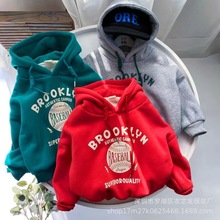 5元卡通卫衣批发 秋冬加绒男女童连帽上衣 外贸童装尾货地摊货源