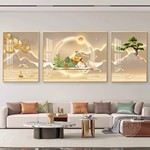 轻奢客厅装饰画沙发背景墙挂画壁画简约现代高级感山水画大气墙画