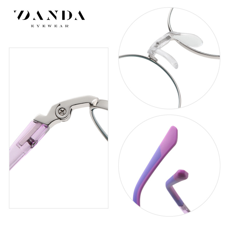 2023 nuevas gafas ovaladas marco integrado de silicona almohadilla de la nariz de goma de dos colores pierna TJ842 moda Anti-azul gafas de luz