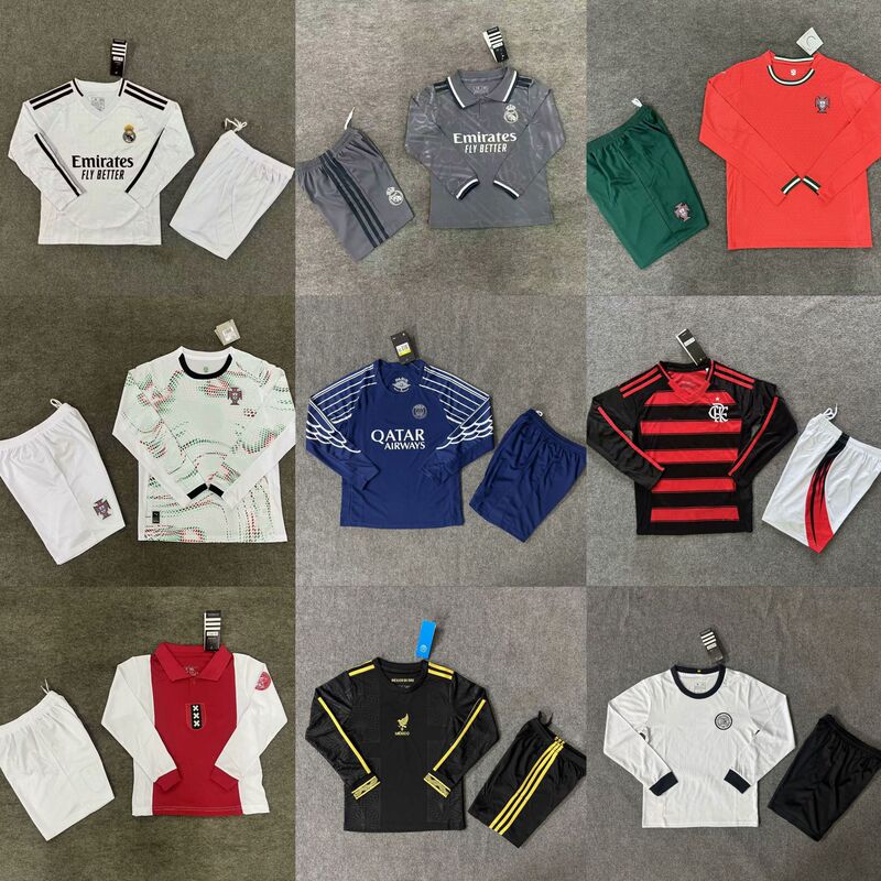 26-Year-Old New Long-Sleeved Children's Clothing Set Real Madrid Barcelona Portugal Spain Children's Football Uniform Kid Jersey