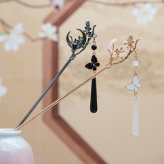 合金電気泳動高保色月梅蝶水滴かんざし古風流蘇かんざしヘアピン