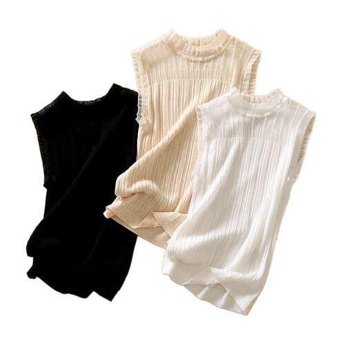 Women's 2025 Ice Silk Knit V-Neck Bodysuit with Bamboo Edge Lace Sleeveless Top, Hollow Out Outerwear Base Layer Top