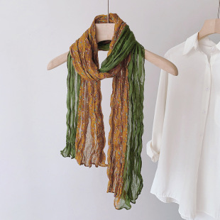 Cotton and Linen Scarf Women's Spring and Autumn Thin Internet Popular Korean-style All-match Small Floral Long Winter Warm Outer Shawl Dual-use