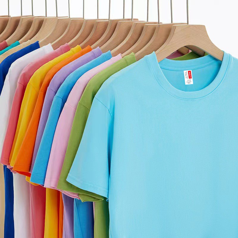 200g Men's T-Shirt Loose Round Neck Short-Sleeved Pure White Cotton T-Shirt Men's Bottoming Shirt Wholesale Factory Dropshipping