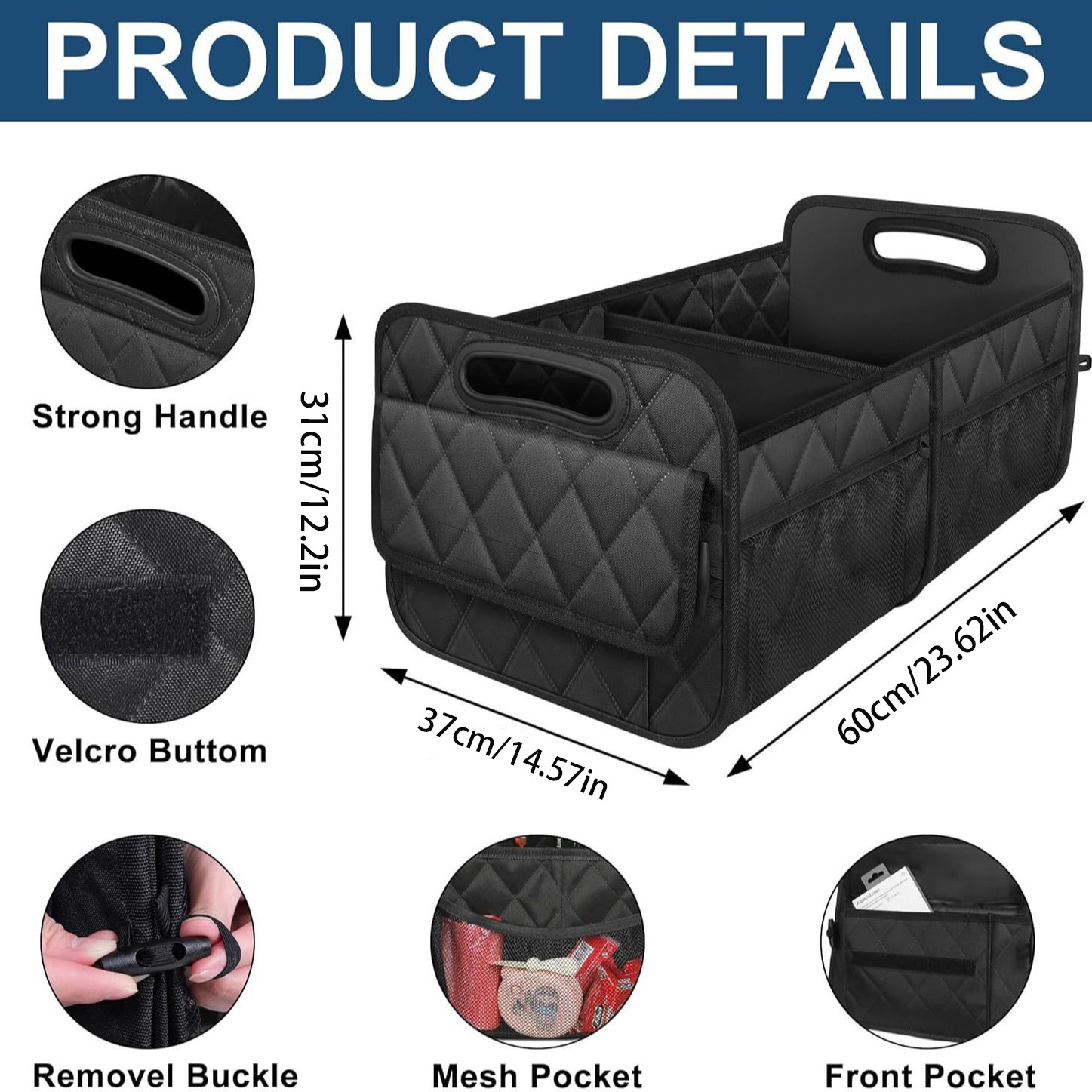 Car Trunk Storage Box Amazon's Best-Selling Car Storage Box Cross-Border Foldable Large-Capacity Storage Box for Cars