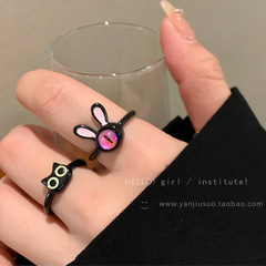 Adorable cartoon oil cat open-mouth ring, Korean fashion, personalized index finger ring, cute and sweet cool style jewelry, wholesale