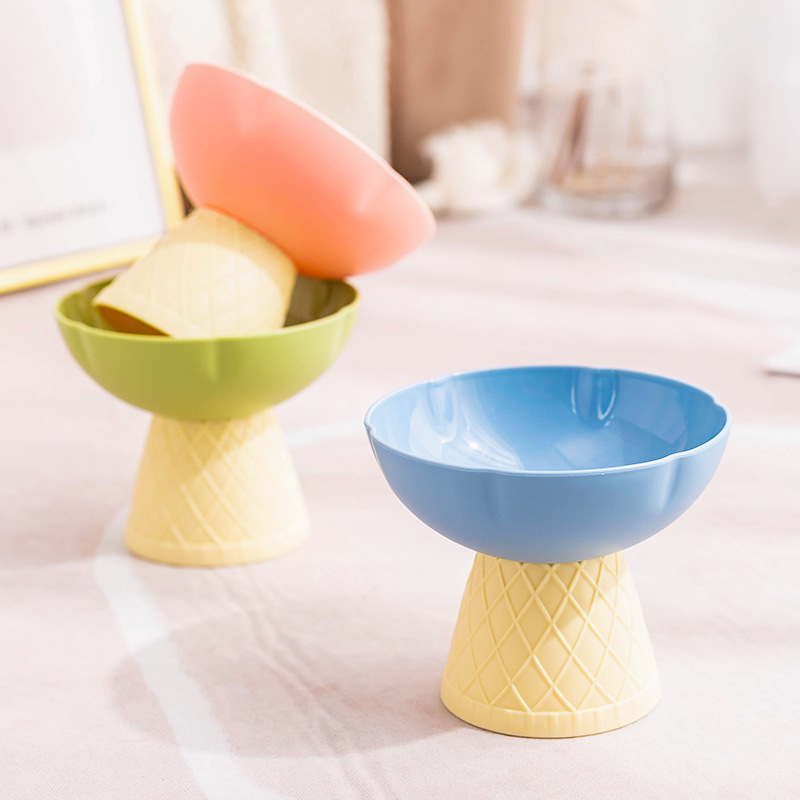 Coreano ins tazón de helado para mascotas solo Tazón taza de helado gato de protección de la columna cervical copa de protección del cuello del animal doméstico tazón de comida