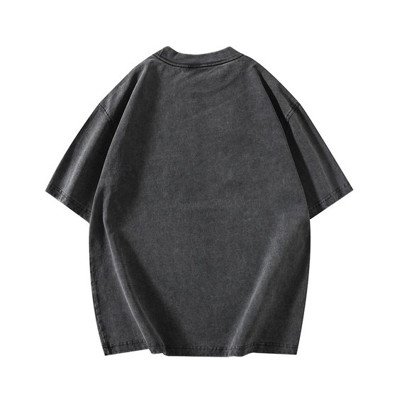 in stock 300G American retro cotton short sleeve T-shirt men's washing old loose shoulder copy salt source factory TEE