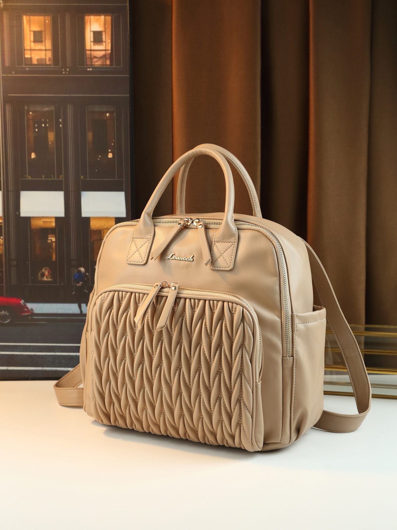Retro-Rucksack im einfarbigen, gewebten Design – vielseitige, lässige Reise- und Wickeltasche für Damen_voghion.com