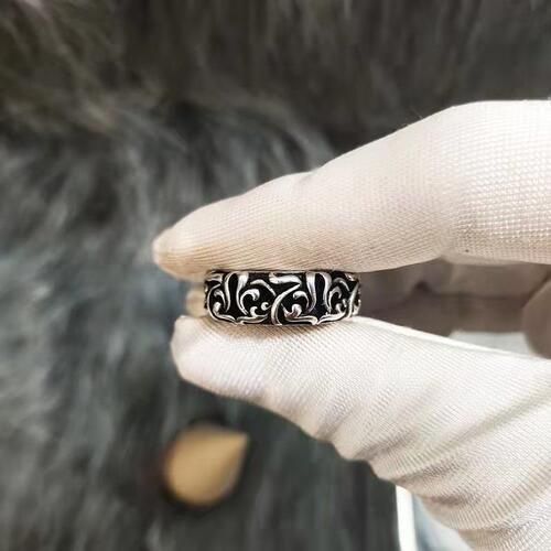 New personalized cross sterling silver ring for male and female couples, trendy retro Thai silver eternal rattan ring