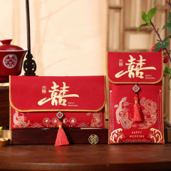 卸売り結婚万元布紅包結婚式創意喜字紅包袋敬茶は礼利を改めて返します。