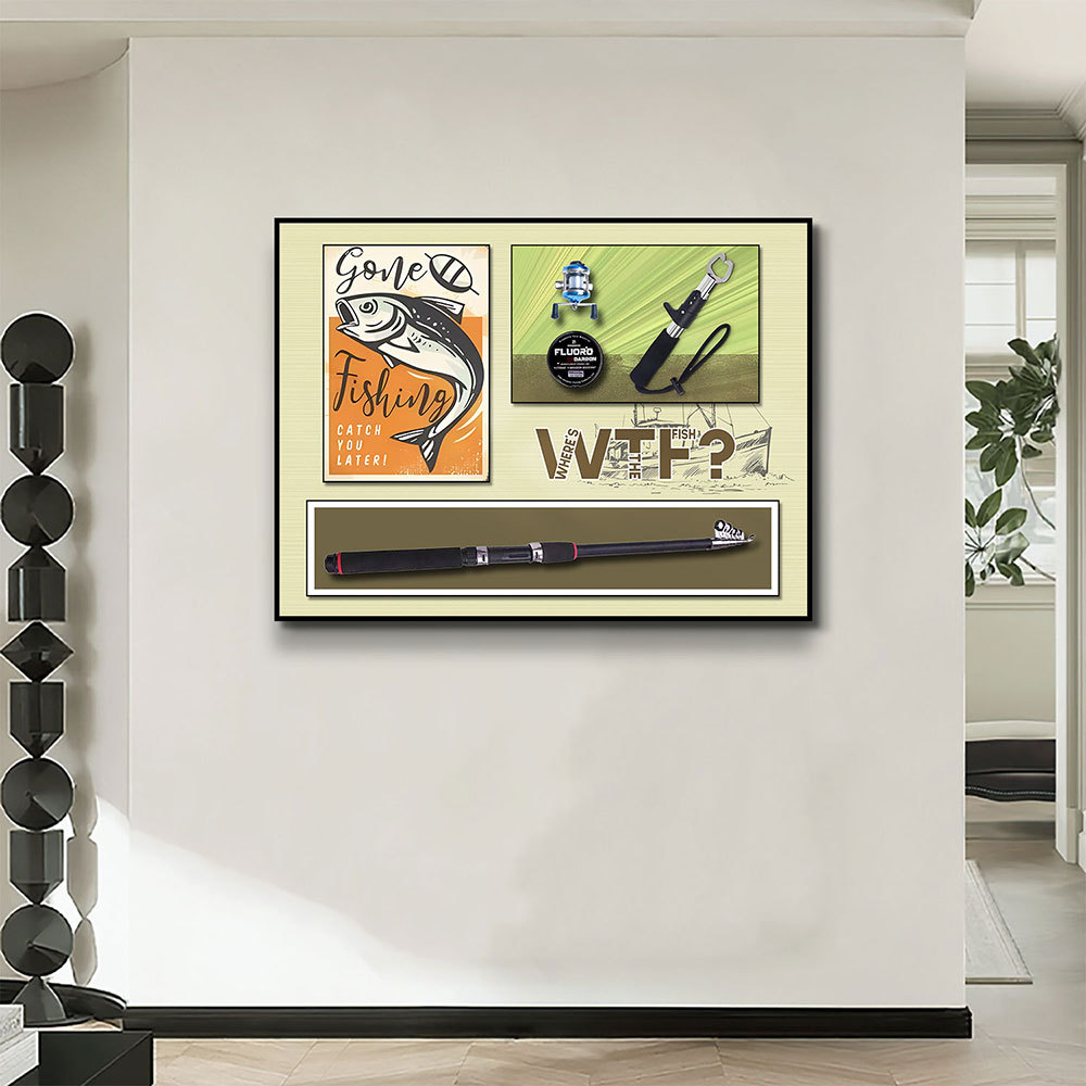 Pintura decorativa de pesca Restaurante de barbacoa de mariscos Pintura colgante Ruta de pesca Yahai Tienda de aparejos de pesca Mural Pintura física tridimensional