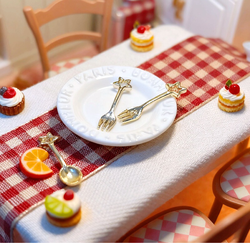 Dollhouse Mini Dessert Fork Star Spoon Mini Cute Exquisite Dollhouse Accessories Nail Accessories