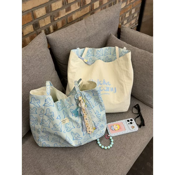 2026 New Style Fresh Large-Capacity Green Bird Shoulder Bag Spring and Summer Fashion Ab Version Double-Sided Portable Tote Bag