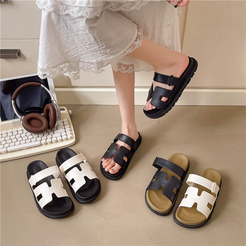 Новые модные сандалии H-образной формы, повседневные тапочки на толстой подошве, женские сандалии для верхней одежды, летние тапочки для трансграничной торговли