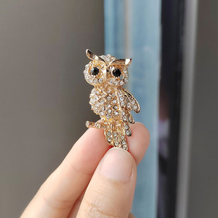 AliExpress cross-border hot selling jewelry unique and exquisite OWL Full diamond corsage suit clothing pin