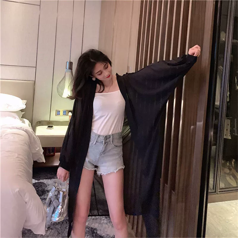 Shirt, cloak, long cardigan, (Physicals), sun protection, internet celebrity, western style, bright catchy style, mid-length