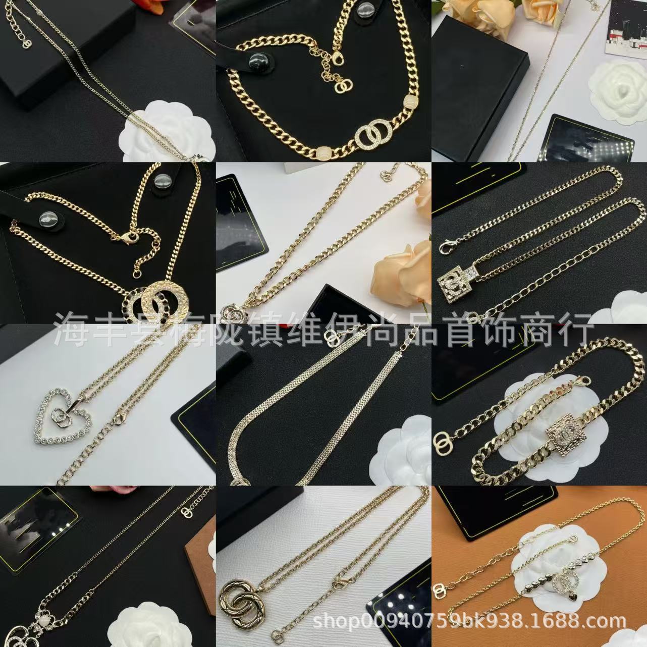 fashionable elegant retro necklace pearl with letters