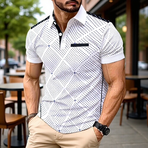 New Men's European and American Polo Shirt with Collar, Eagle Short-Sleeve T-Shirt, Fashion Personalized Print Streetwear Top