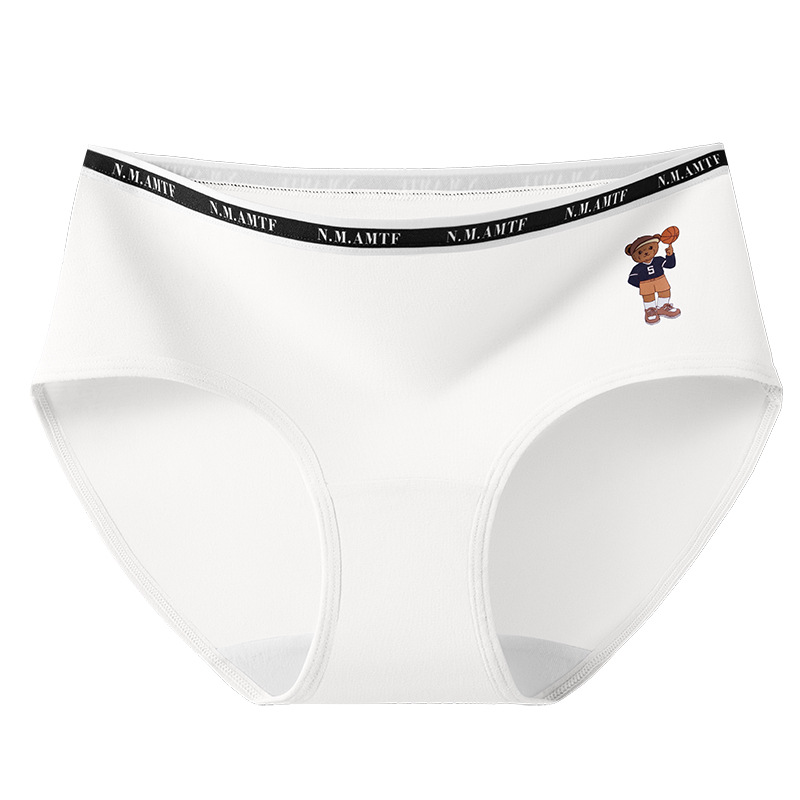 Bragas de algodón de oso para mujer, entrepierna antibacteriana para mujer, nuevo estilo americano retro para niña, pantalones cortos, ropa interior azul para mujer