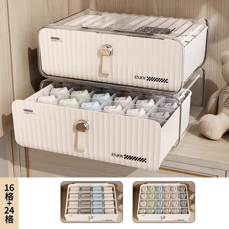 Caja Organizadora de Ropa Interior con Compartimentos de Plástico Con Compartimentos para Cajón y Dormitorio image 18