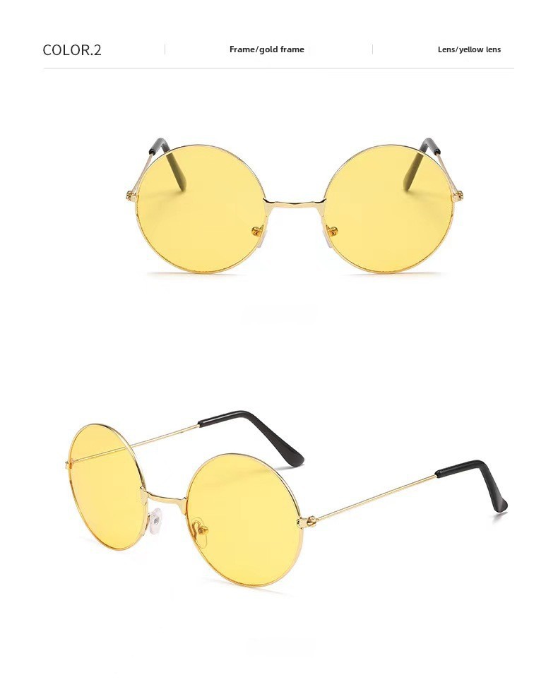 Retro Runde Metall Sonnenbrille Sonnenbrille Neue Unisex Flache Brille Farbe Marine Brille Großhandel_voghion.com