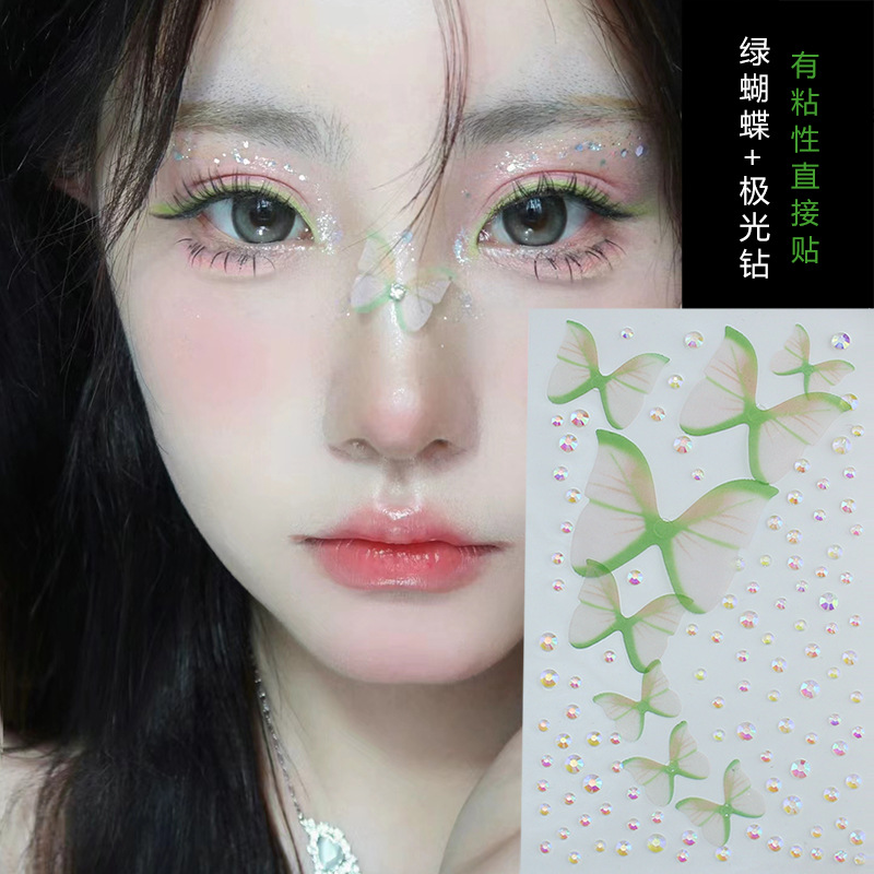 Raíz de montaña flash diamante lágrima Pegatinas de diamante pentagrama estrella ojo maquillaje gota de agua roto Diamante autoadhesivo dopamina Perla cara pegada Diamante