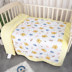 Baby Quilt, Bean Velvet, Spring and Autumn All-Season Quilt, Cartoon Print Baby Blanket, Newborn Velvet Kindergarten Quilt, Infant Quilt