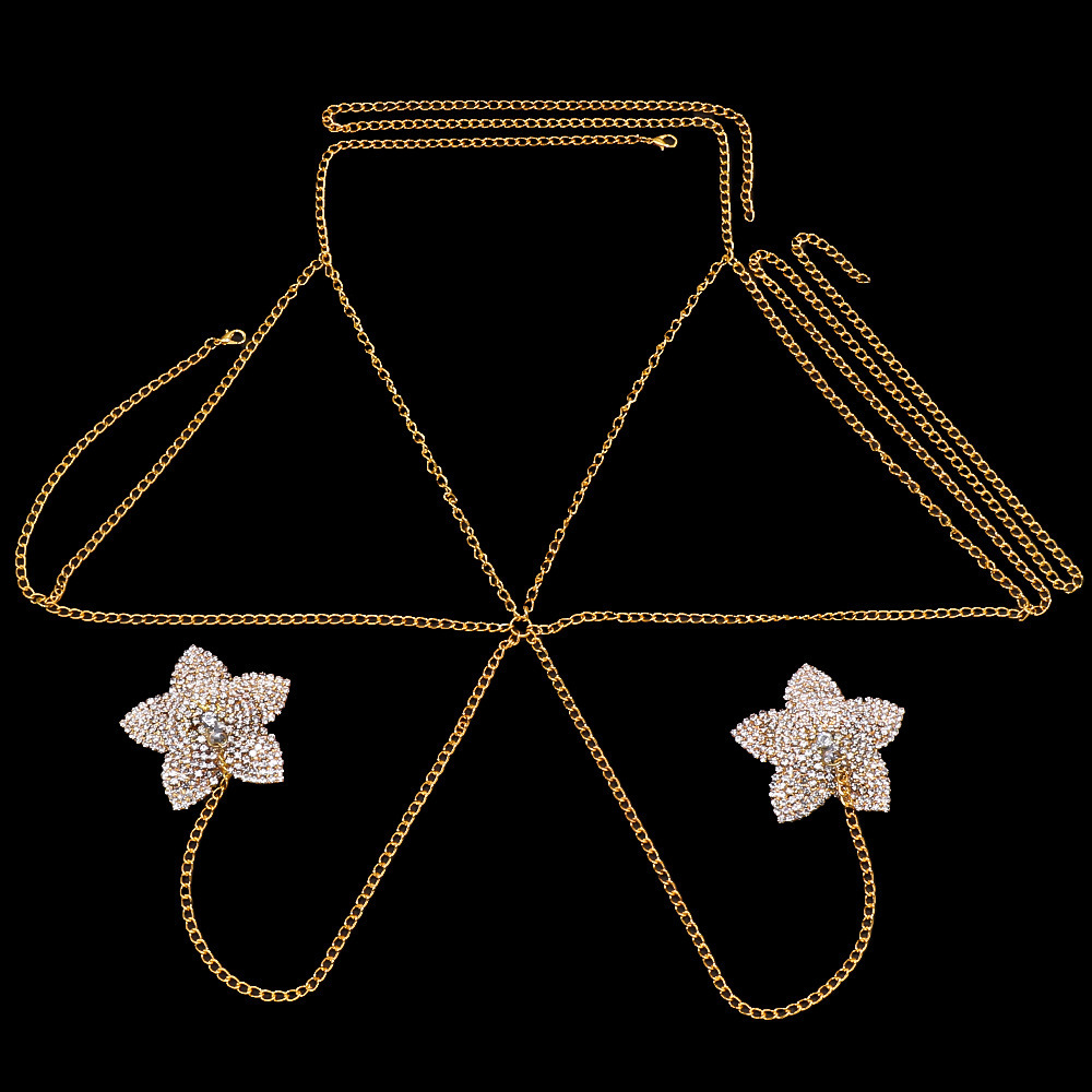 Europa y los Estados Unidos nueva cadena de pecho sexy estrella de moda simple diamante gancho de pecho joyas de sexo cadena de cuerpo