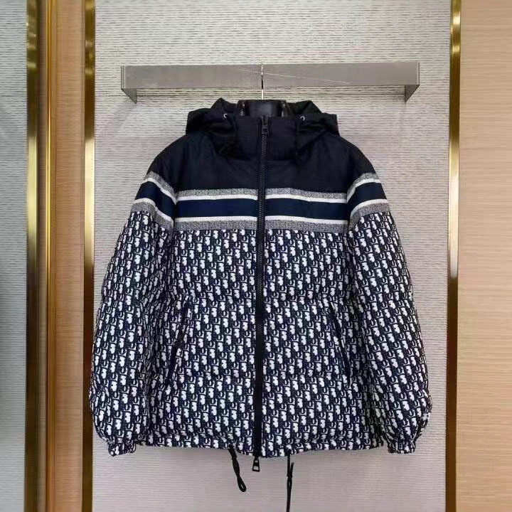 High-End down Jacket Winter D Brand Fashion Full Logo Jacket Unisex Couple Style Double-Sided with Hood