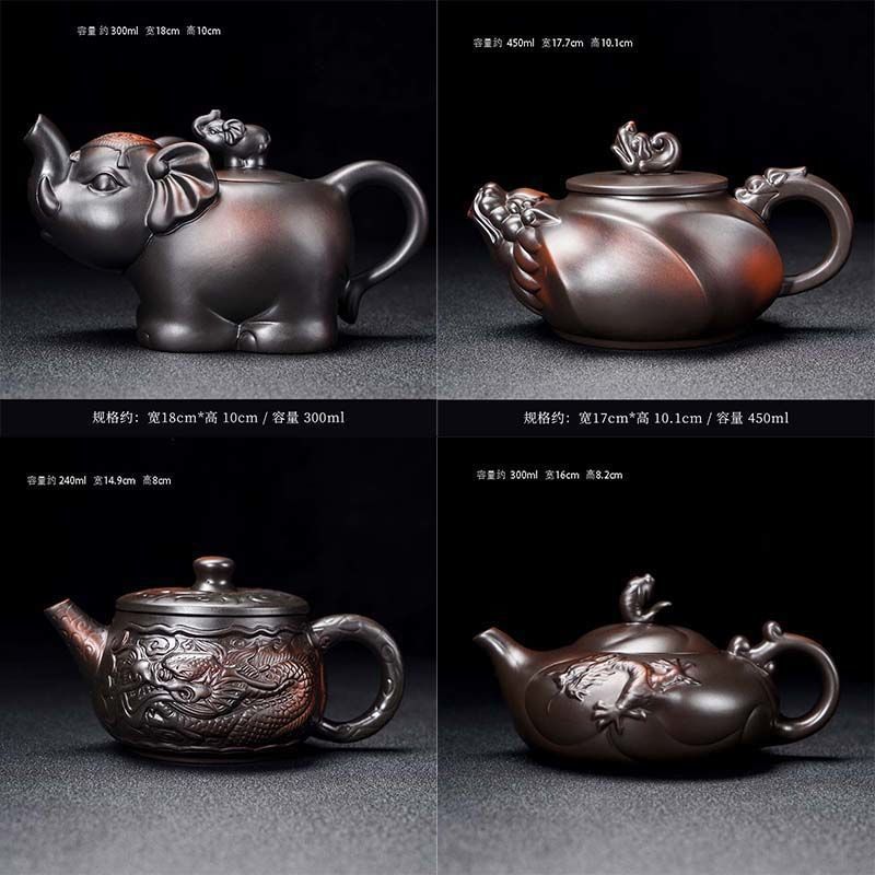 云南手工紫陶茶壶原矿紫砂壶跳刀家用大容量泡茶壶水壶整套茶具批