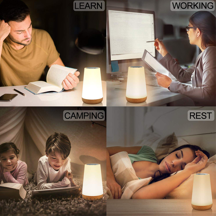 Fernbedienung Holzmaserung wiederaufladbares Nachtlicht Nachttischlampe lernen Augenschutz Schreibtischlampe Touch und Pat Atmosphäre Licht zeitgesteuerte Abschaltung_voghion.com