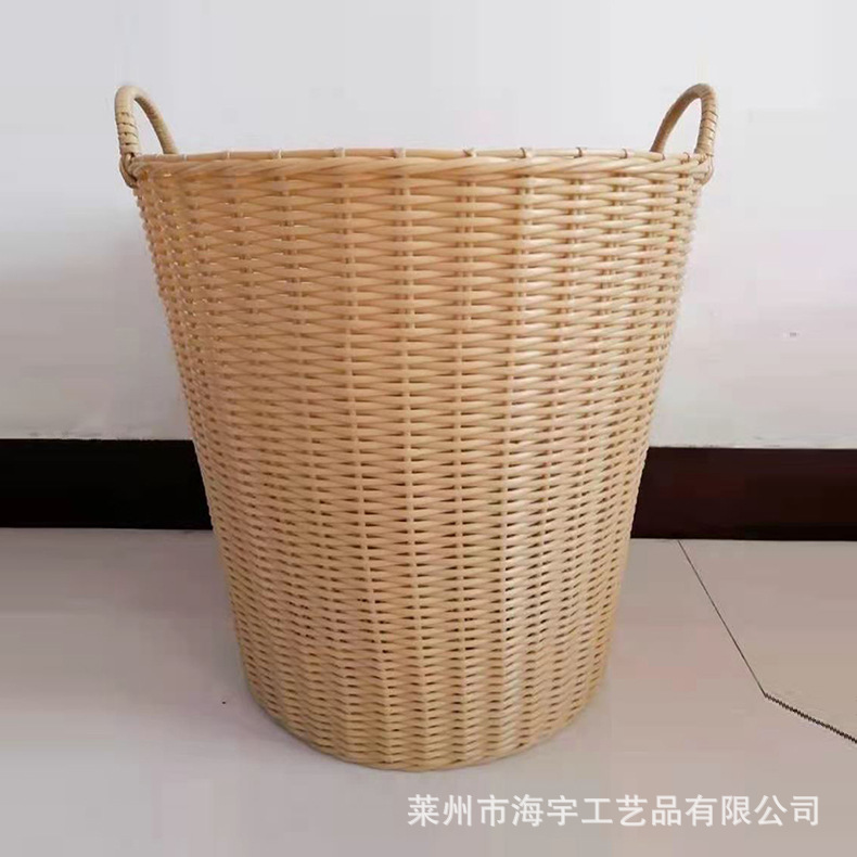 Cesto de ropa sucia tejido de plástico tipo ratán, multifuncional