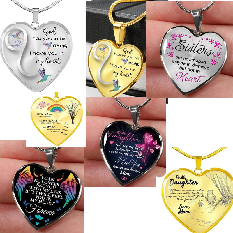 wish新品妈妈和女儿项链 桃心项链 爸爸和女儿 维尼小熊吊坠 蛇链