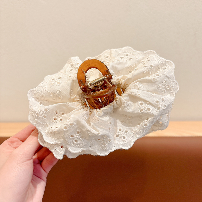 Tela de encaje dulce agarrador de encaje tierna sensación de atmósfera de chicas adornamiento de cabello de cabeza detrás de agarrador de cabello gran clip de cabello