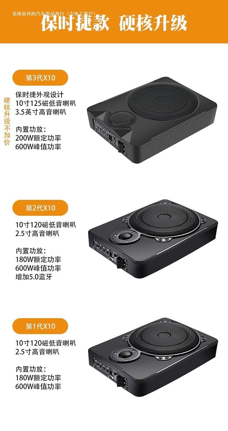 Ultra-thin subwoofer for car seats, designed for heavy bass, 12V/24V