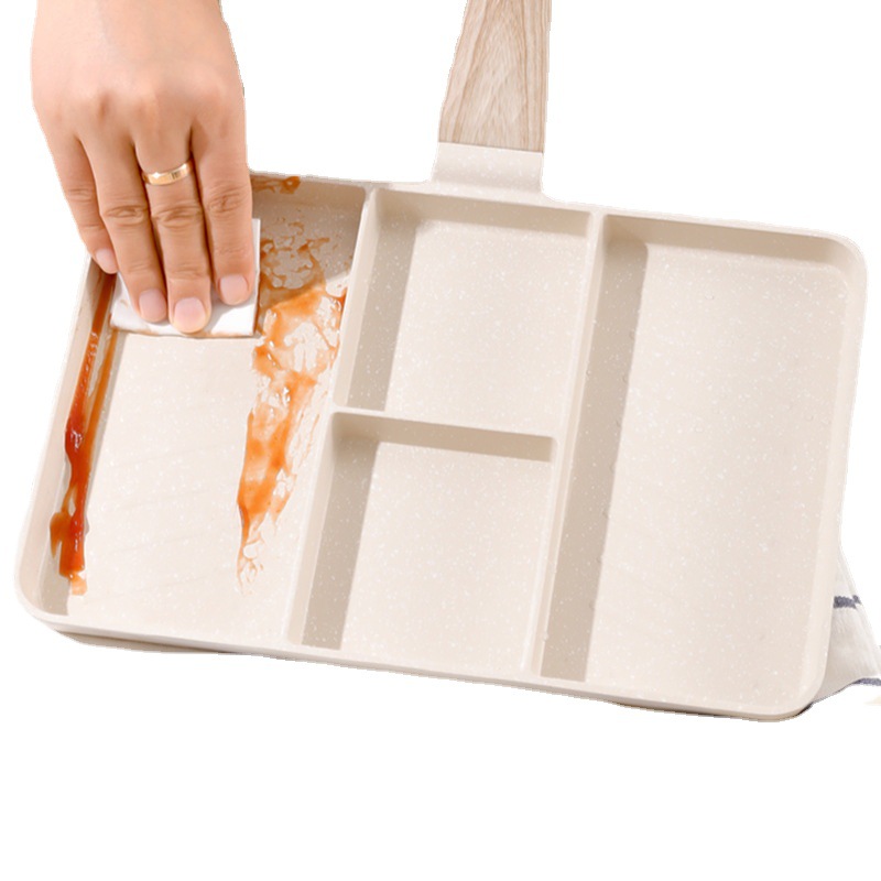 Desayuno olla blanca hogar maifan piedra de cuatro agujeros antiadherente sartén huevo freír carne cocina plana universal tortilla pan