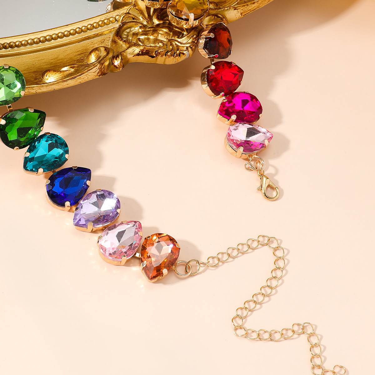 Sweet Geometric Artificial Crystal Ferroalloy Cable Chain Choker Wholesale display picture 5