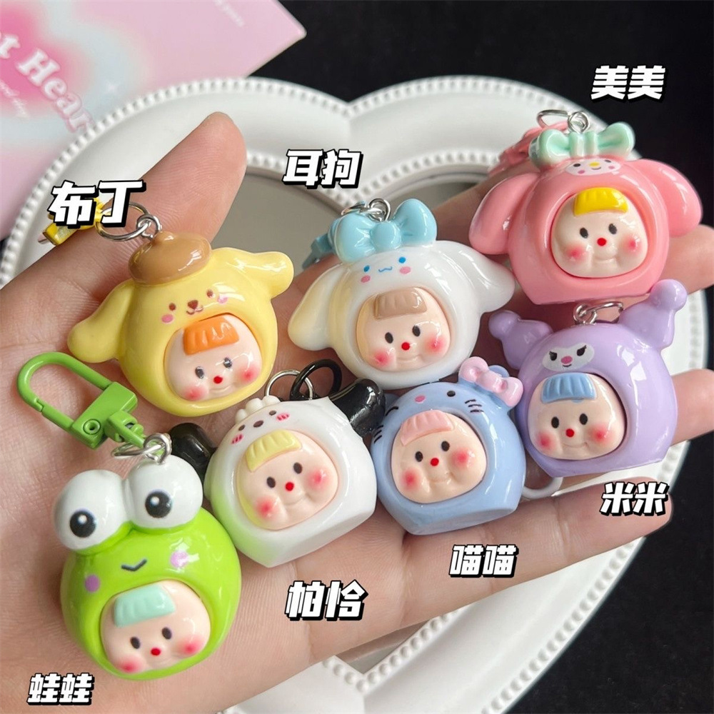 Lindo gran tridimensional multi-hermana Sanrio llavero ins dulce chica mochila colgante novias adornos de regalo
