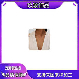 欧美跨境款黄铜女士套索金项链简约时尚个性性感气质颈部饰品