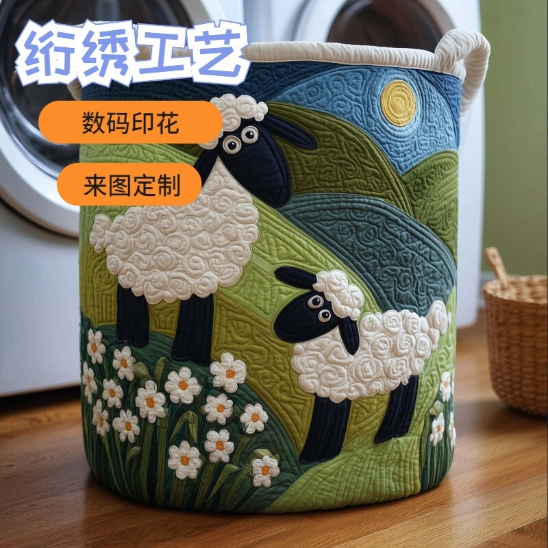 2026 New Model Amazon Independent Site Quilted Laundry Storage Basket Dust-Proof Dirty Clothes Basket