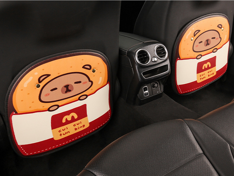 Three-Color Kapibara Anti-Kick Pad for Women, Cute Cartoon Seat Back Anti-Kick Pad, Car Seat Back Anti-Fouling Pad