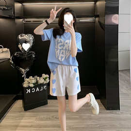 仿棉牛奶丝2025运动套装T恤短裤套装女夏季短袖两件套