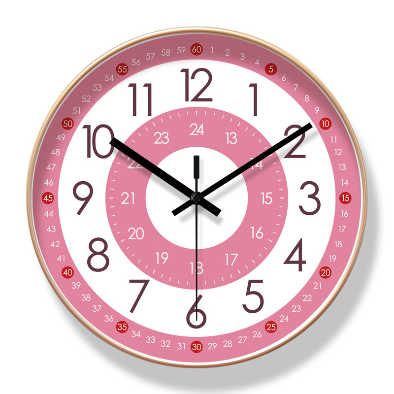 6373 silencio sala de estar reloj de pared dibujos animados enseñanza de la mañana reloj de pared doméstico silencioso escaneo de segundos larga duración reloj de cuarzo
