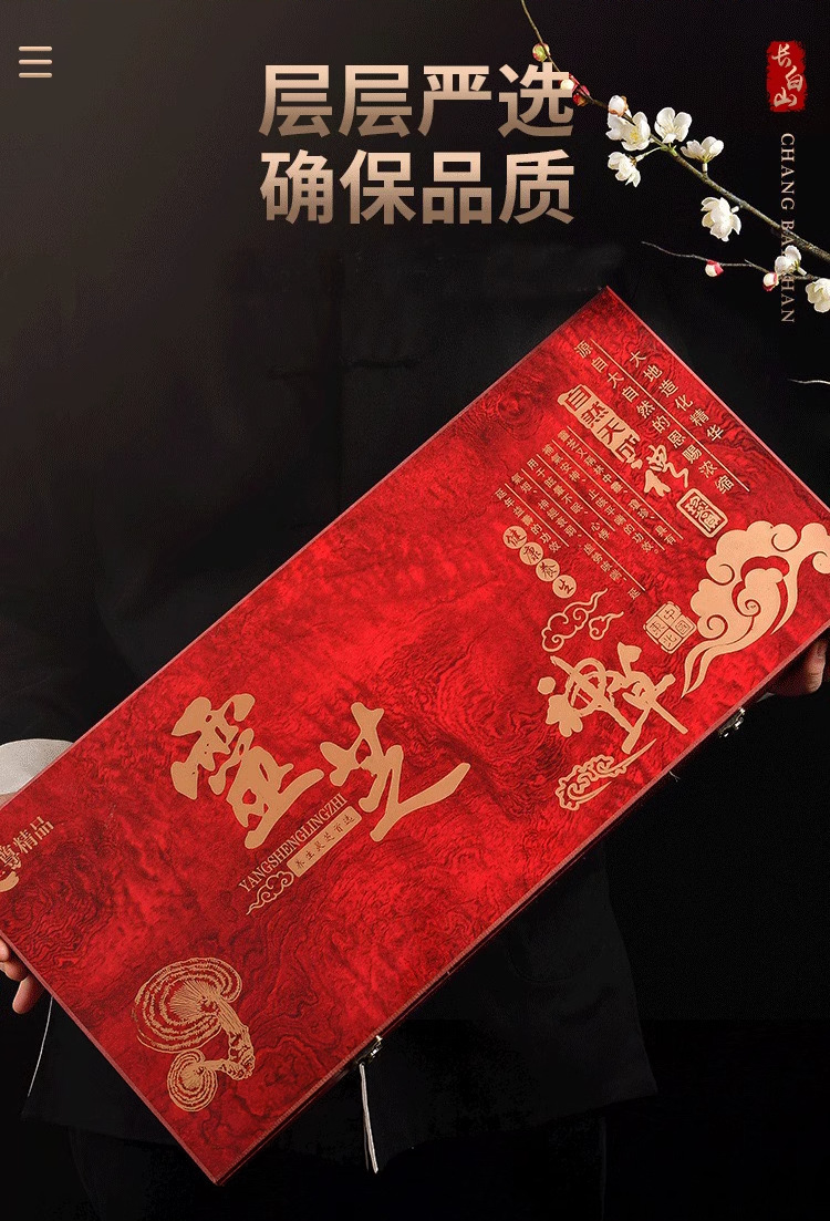 Dried Purple Reishi Mushroom Whole Caps Jilin Changbai Mountain Lingzhi Gift Box Six Pieces specifications