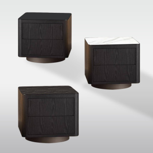 Italian Light Luxury Slate Solid Wood Bedside Table Designer Model Room Simple Modern Bedroom Square Storage Cabinet