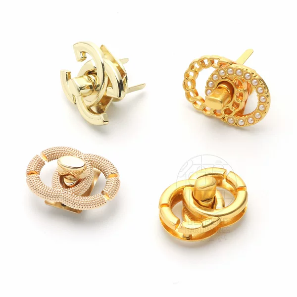 Double Ring Twist Lock Pearl Metal Set Pearl Women's Bag Accessories Zinc Alloy Material Bag Lock Buckle Bag Diy Decorative Buckle