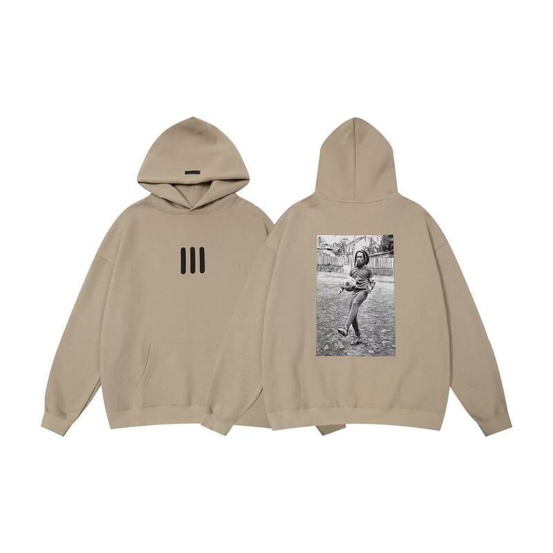 High Street Style Bob Marley Printed Hooded Sweatshirt Loose Oversize Trendy Brand Unisex Drop Shoulder Hoodie