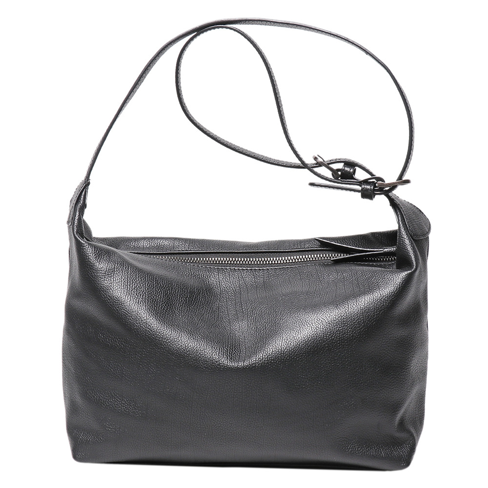 Japanese And Korean Style Simple Fashion Solid Color Shoulder Bag Top Grain Cowhide Crossbody Commuter Bag Genuine Leather Minimalist Individual Hobo Bag - Thumbnail 5